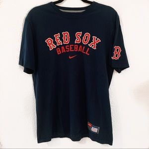 navy and red nike boston red sox tshirt